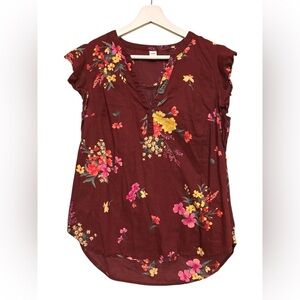 Floral Burgundy Blouse